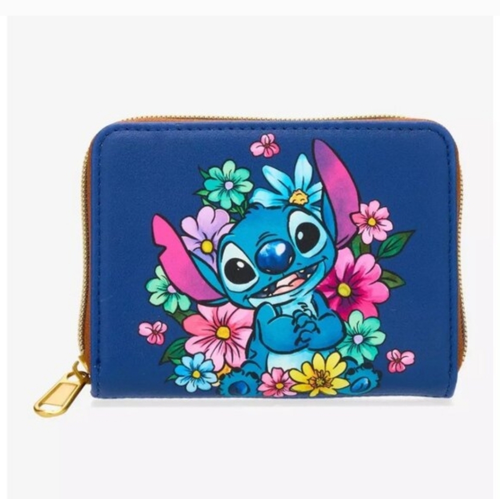 Disney Blue Lilo & Stitch Floral Zip Wallet